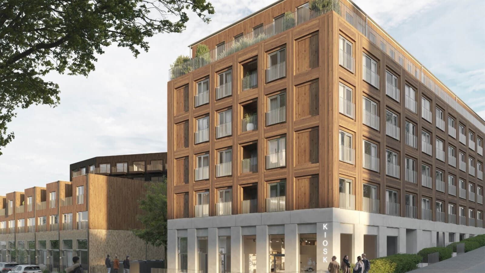 Tornkran Comansa 550 på byggarbetsplats i Stockholm, Bjurbäcken