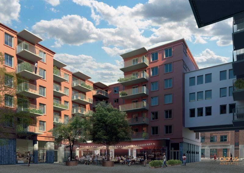 Tornkran Comansa 650 och Comansa 550 på byggarbetsplats i Stockholm, Fåfängan