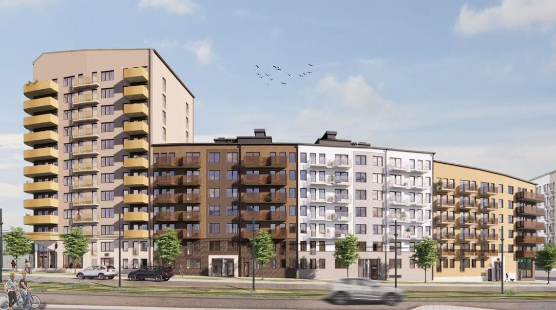 Tornkran Comansa 550 på byggarbetsplats i Stockholm, Gårdshuset